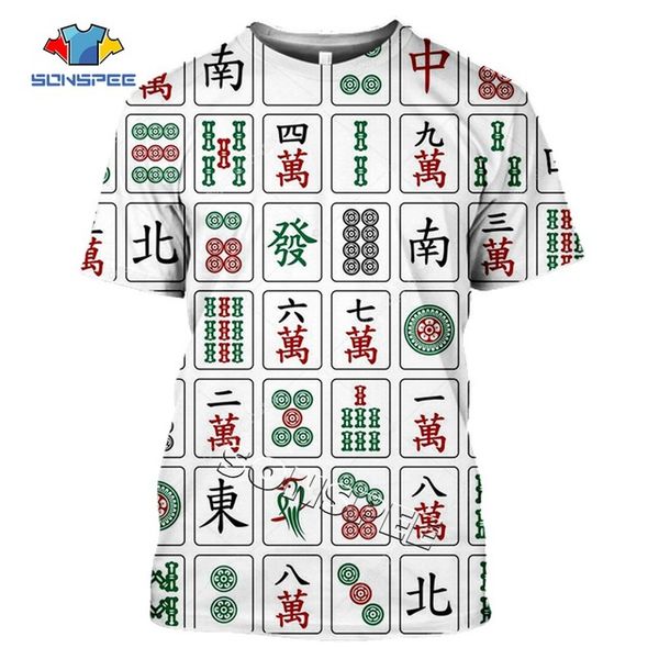 

chinese mahjong summer men 3d print shirts kawaii humor anime men clothing