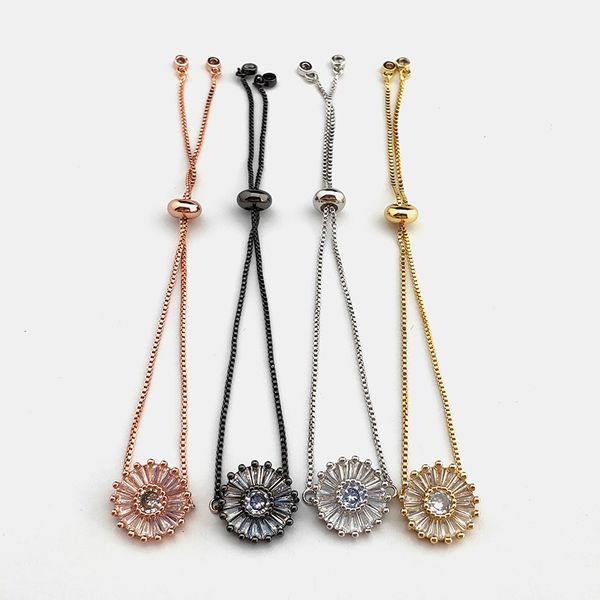

10 pcs new arrival romantic micro pave cz crystal charm bracelet for women fashion jewelry gift bg319, Black