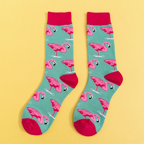 

mid-calf korean cotton and flamingo personality all-match internet red street fashion socks ins style cartoon animal cotton socks 19djg 19dj, Black