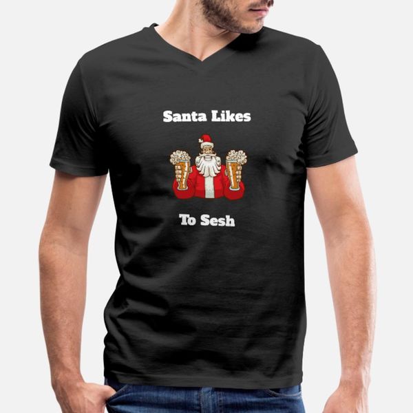 

santa likes to sesh t shirt men print cotton s-xxxl family sunlight fashion summer style formal shirt