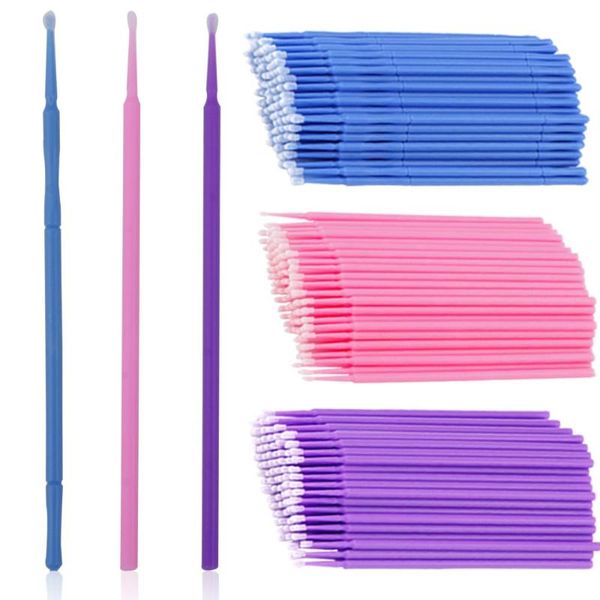 

100pcs/lot disposable eyelashes individual lashes removing cotton swab micro brushes applicators eyelash extensions makeup tools