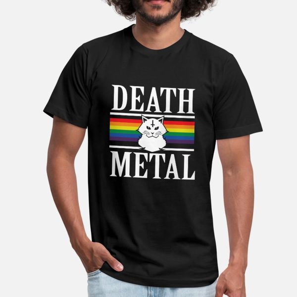 

death metal сатанинской cat радуги рок гот концерт футболка мужчины дизайн с коротким рукав плюс размер 3xl одежда сумасшедшей повседневный