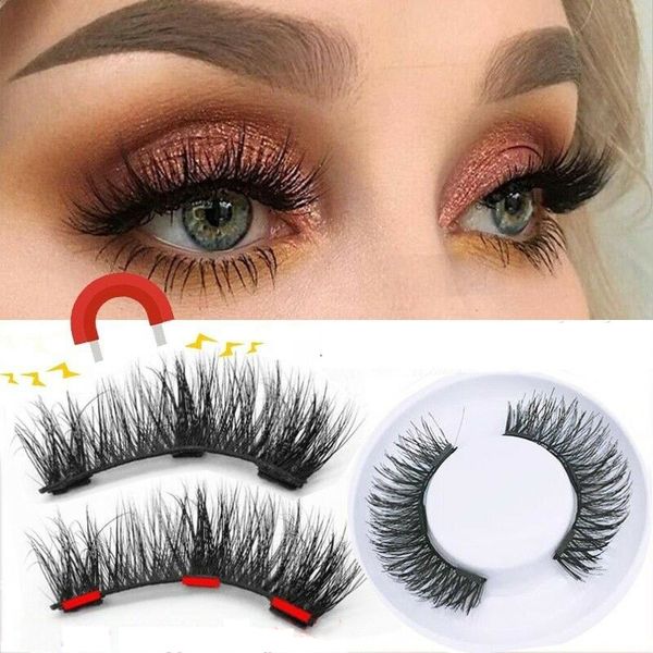 

2 pair reusable false eyelashes extension natural long thick wispy 3d magnetic fake eye lashes beauty makeup tools faux cils