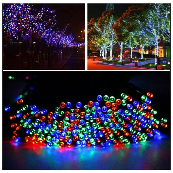 

outdoor solar powered copper wire led string lights 100led waterproof fairy light for christmas garden holiday decoration