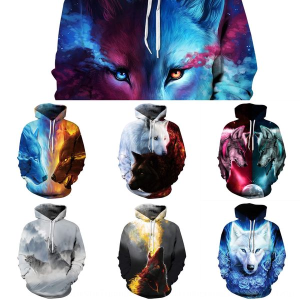 

2020 wolf digital printed baseball suit digitalpullover digitalhooded pullover sweater large size couple sports baseball suit for women 5qax, Black