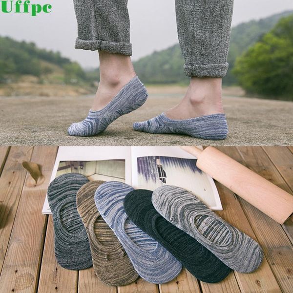 

men's socks 5 pairs/lot summer business affairs invisible man slippers male cotton silica gel non-slip shallow mouth, Black