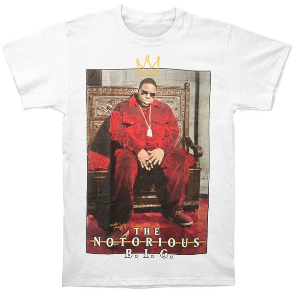 

2019 summer tee shirt notorious b.i.g. men's biggie crown throne t-shirt white cotton t-shirt