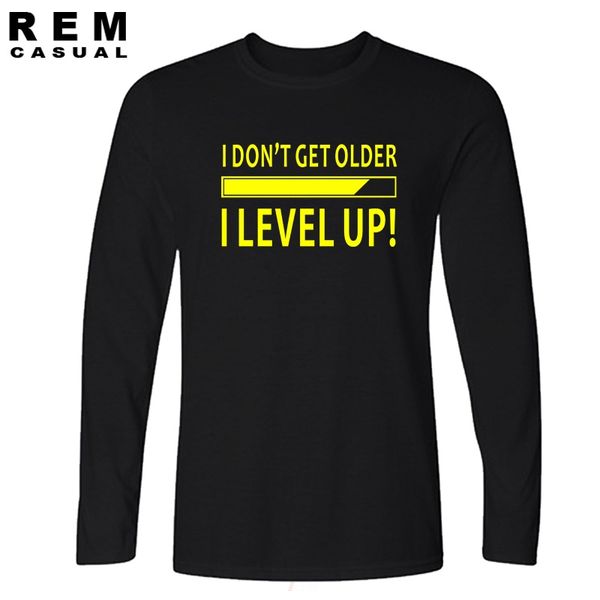 

new i don't get older i level up funny birthday nerd gamer holiday t shirt tshirts cotton humor funny long sleeve t-shirts
