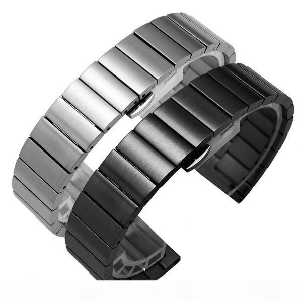 

solid stainless steel watch band bracelet 16mm 18mm 20mm 22mm 23mm silver black brushed metal watchbands strap relogio masculino t190620, Black;brown