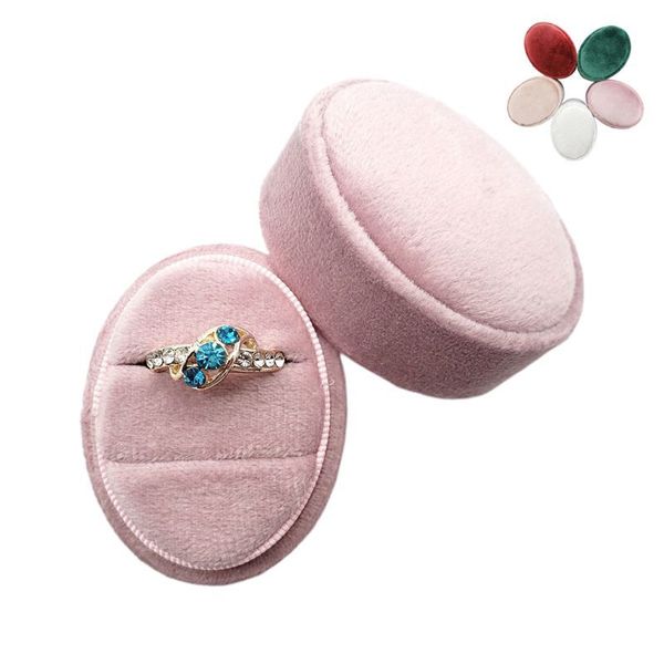

oval velvet ring bearer box - premium gorgeous vintage double ring display holder with detachable lid for valentine's day mx200810, Black;white