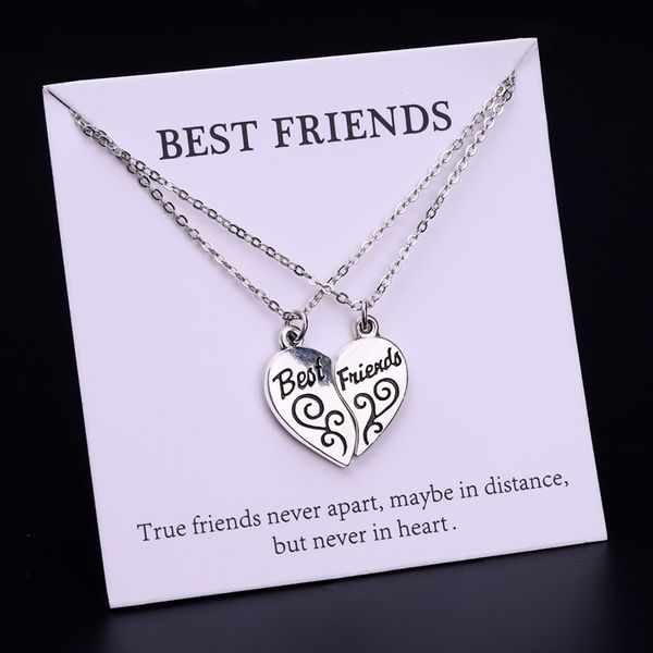 

friends heart chain necklaces women men girl's jewelry party friendship gift drop shipping, Silver