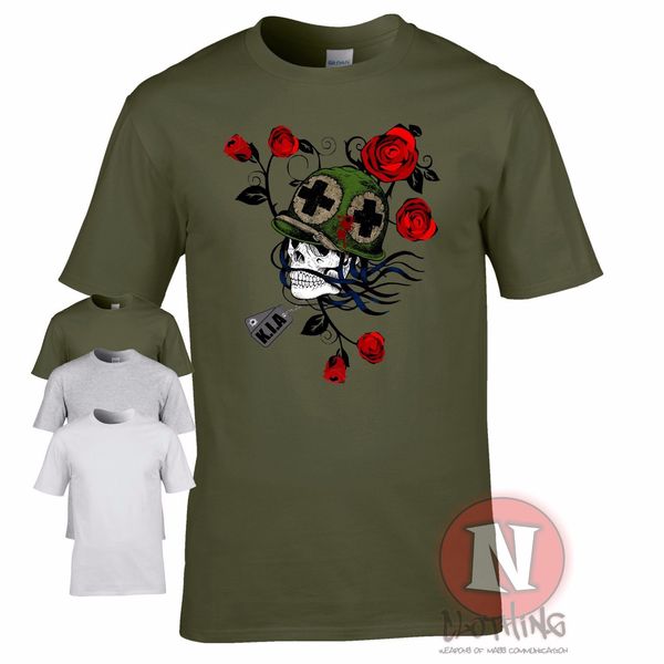 

2019 men cool tee shirt skull avec chien labels ww2 vietnam militaire artillerie armure t-shirt summer t-shirt