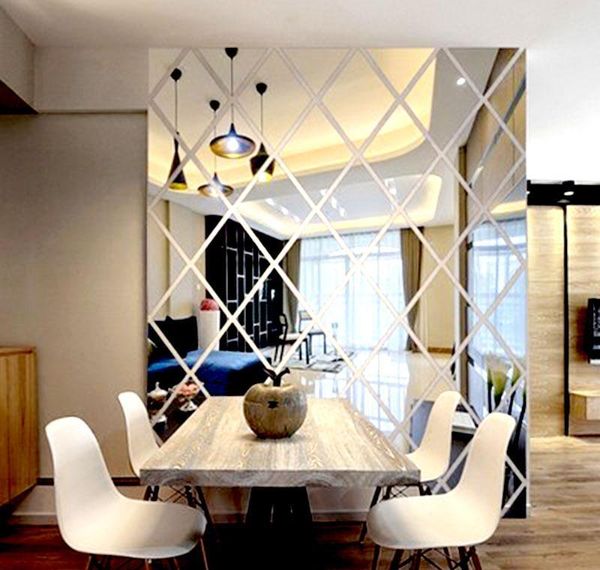 

fashion effect diamond mural waterproof decor acrylic embossed wall sticker diy 58-piece mirror beautiful kitchen hairclippersshop aooze