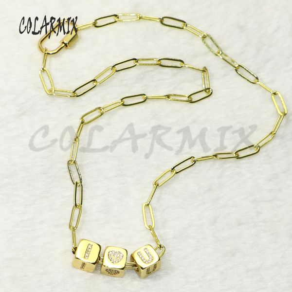 

5 strands golden cubic pendants necklace i love u pendants beads link necklace cube fashion accessories for women 50613, Silver