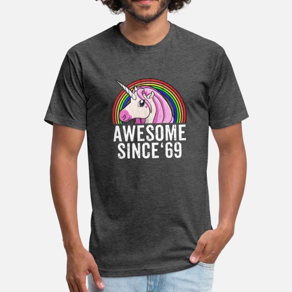 

unicorn 50th birthday gift rainbow 1969 50 years o t shirt men knitted 100% cotton plus size 3xl normal comfortable summer pattern shirt