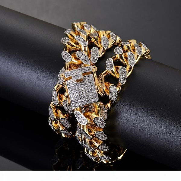 

14mm width 18inch 22inch real iced out men bling bling copper cuban chain hip hop micro pave chain necklace jewelry cn056, Silver