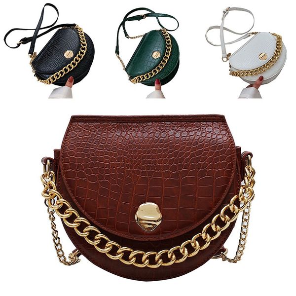 

wild chain shoulder messenger saddle bag-white