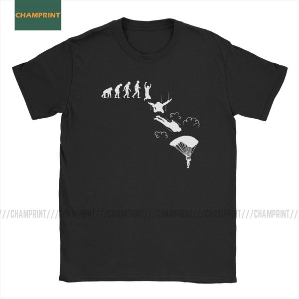 

men t-shirts evo of parachuting skydiver t shirts cotton tee short sleeve sky skydive diving jump falling diver jumper