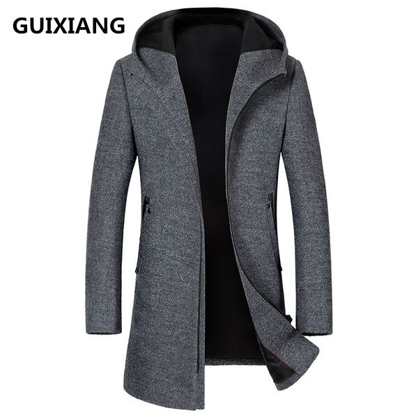 

2020 autumn new style men's fashion casual jacket men's hooded woolen trench coat jackets men coat windbreak, Tan;black