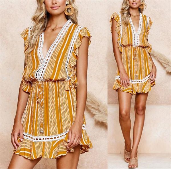 

womens apparel floral printed v neck dress designer sleeveless lace panelled asymmetrical dress dress fashion casual, Black;gray