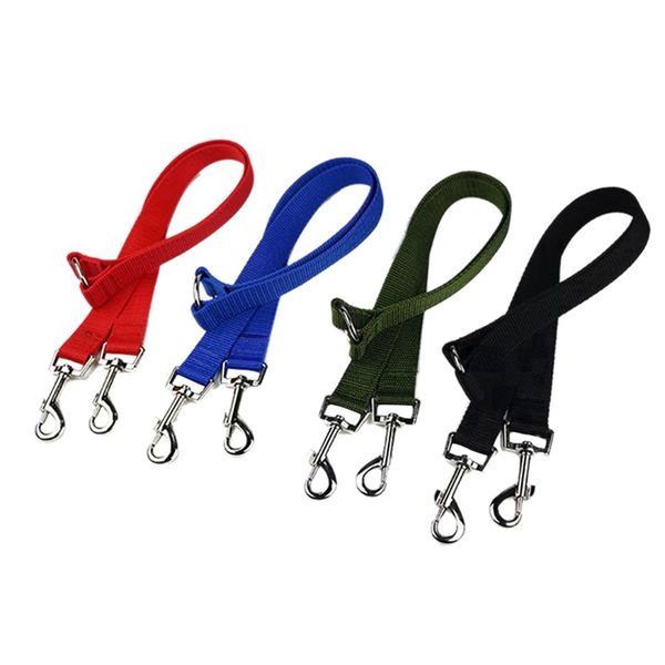 

double head собаки pet воротник тягового нейлон walking ведет регулируемую веревку для 2 спаренных собак поводков кошки пешеходного и сад