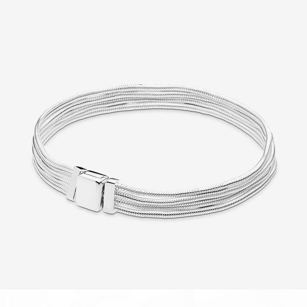

100% 925 sterling silver reflexions multi snake chain bracelet fit authentic european dangle charm for women fashion diy jewelry accessories, Golden;silver