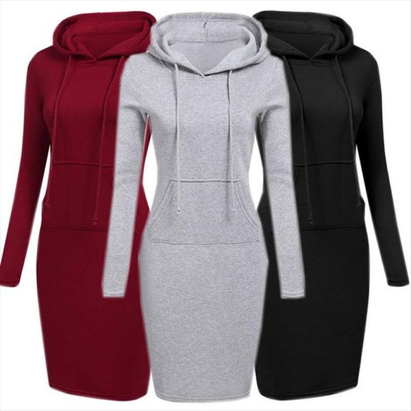 

velvet hooded hoodie dress women 2020 spring autumn sweatshirts long sleeve hoodies pockets sweatshirt hoody pullovers dresses, Black