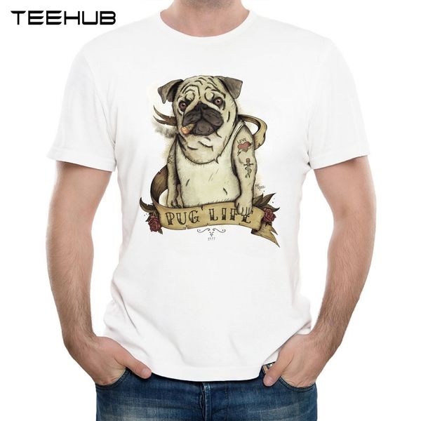 

2019 men's new fashion smoking pug printed short sleeve t-shirt summer cool soft tee