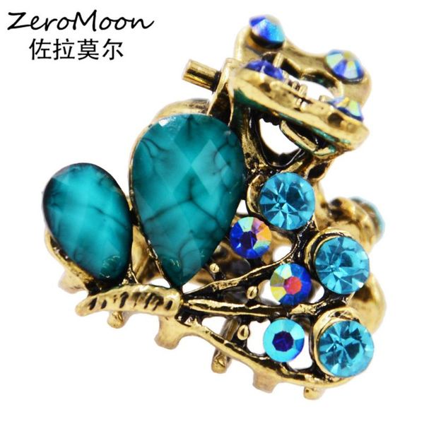 

antique style crystal rhinestone mini butterfly hair claw women acrylic teardrop insect hairpin headwear accessory hair jewelry, Golden;silver