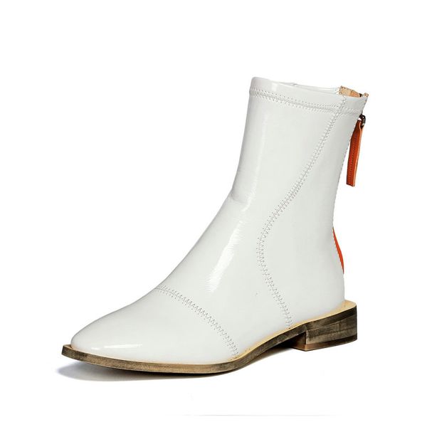 

low heels female genuine leather ankle boots back zippers women boots night club shoes woman chunky heels, Black