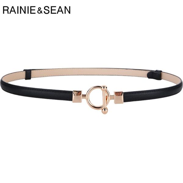 

rainie sean cowskin thin waist belts women genuine leather waist belt fashion ladies belt for dress black female strap 100cm, Black;brown