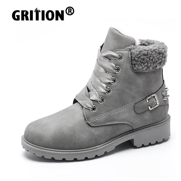 

grition women winter boots plus middle tube thick platform heel female snow boots ankle plus cashmere size 43 warm 2020 new, Black