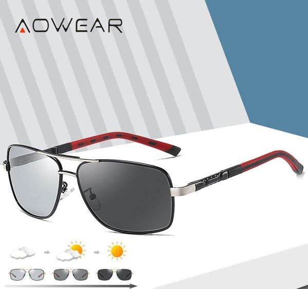 

aowear фотохромные линзы солнцезащитных очков мужчины поляризованные день ночь driving хамелеон вс очки мужской цвет объектива изменено sun0, White;black