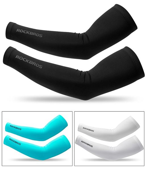 

rockbros ice fabric breathable uv protection running arm sleeves fitness basketball elbow pad sport cycling outdoor 37-45cm