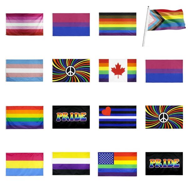 Regenbogen-Flagge, 90 x 150 cm, amerikanische Gay-Pride-Flagge, Polyester-Banner, Flaggen, Polyester, amerikanisches Banner für Dekoration T2I51373