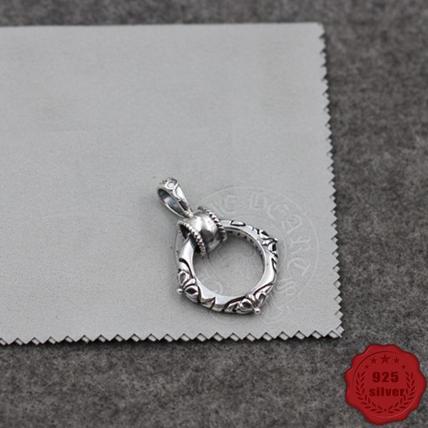 

925 sterling silver pendant personality fashion classic retro punk hip hop style engraving round cross tag gift 2018 new hot