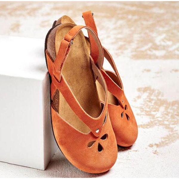 

sandals women's summer retro shoes hook loop cover toe beach sandalias female comfort vintage ladies footwear 2021 plus size 43, Black