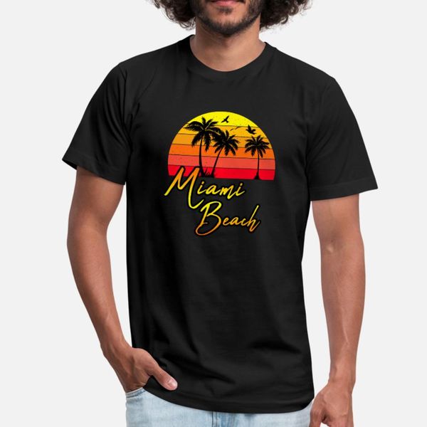 

miami beach florida vintage summer vacation t shirt men designing short sleeve crew neck unique famous basic spring trend shirt