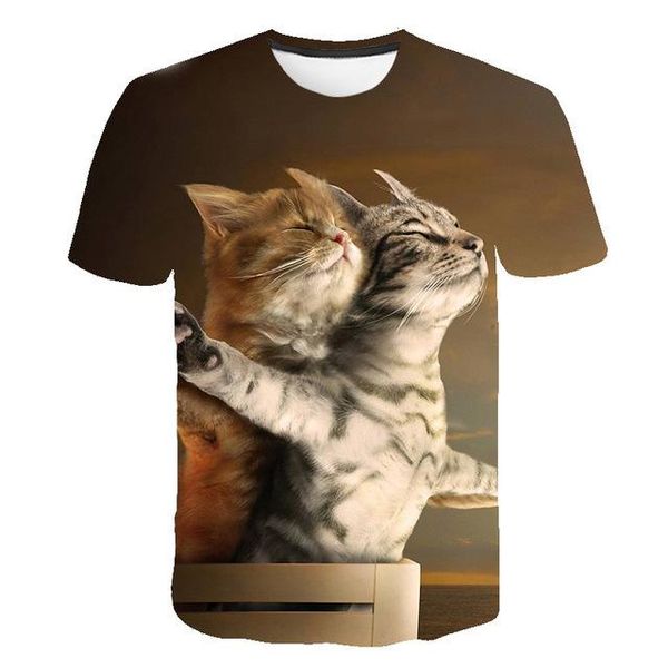 

cool print two cat male 3d print shirts plus size anime plus size men clothing