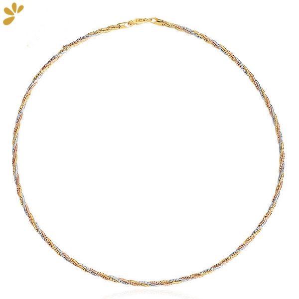 

italian 925 sterling silver three color 1.3mm gold plated thread weave choker necklaces fine jewelry women trendy gift necklace