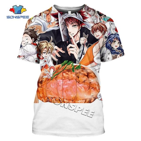 

anime print food wars shokugeki no soma summer casial boys 3d print shirts graphic humor horror men clothing