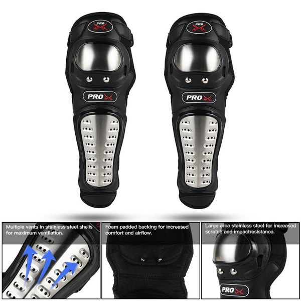 

motorcycle kneepad stainless steel protector motocross racing thick stainless 2pcs protective gear protector guards armor kit