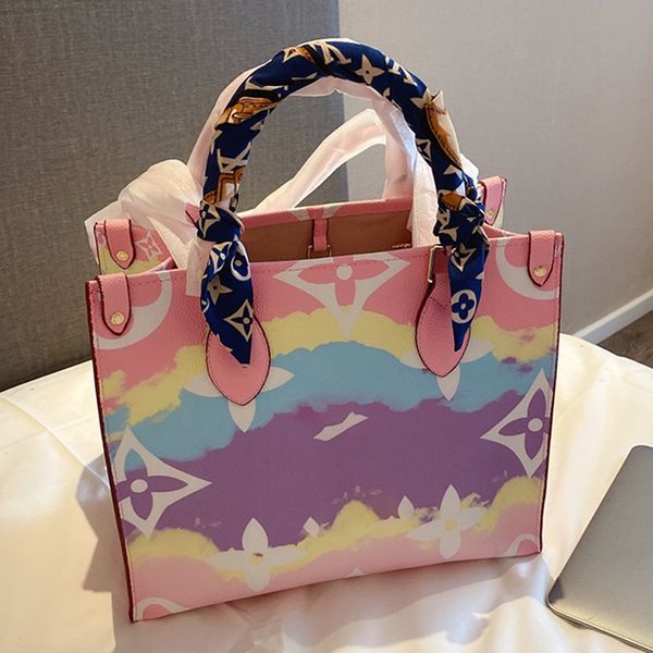 

fashion tie dye bags gradient color canvas fashion shoulder bag tote classic handbags shopping bag purse messenger bag tote 3 colors type4