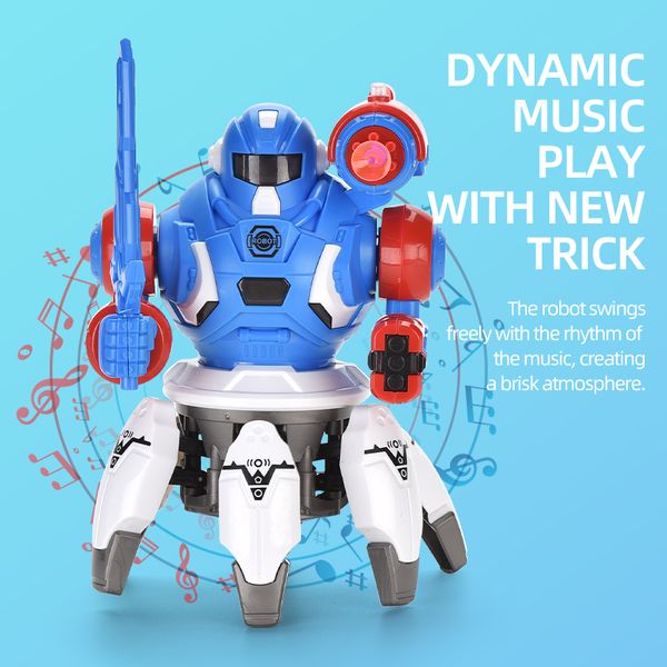 

kid toy sing & dance six claws robot walk automatically colorful light simulate combat robot for boy girl baby wholesale