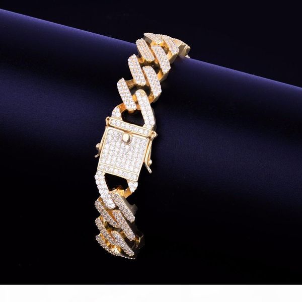 

new arrivals ice out brass matreial with cz stones men's cuban bracelet gold rock street bracelet hip hop jewelry, Golden;silver