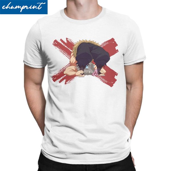 

men pig assault t shirts inosuke demon slayer anime demon blade cotton clothes fashion short sleeve o neck tees 4xl 5xl t-shirt