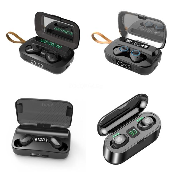 

led display with power bank charging case headsets wireless earphones bluetooth v5.0 f9 tws headphones earbuds#905
