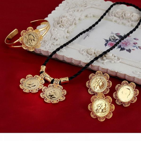 

эфиопский головного монета set браслет кулон кольца серьги золото 24k gf african эритрея ливия конго нигерия кения arabic ювелирные изделия, Black