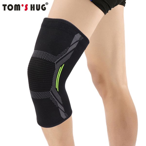

elbow & knee pads tom's hug sleeve support protector black sport kneepad 1 pcs fitness running cycling braces high elastic gym pad warm, Black;gray