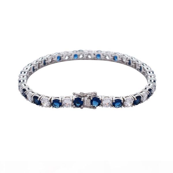 

fashion mens women hip hop iced out 5mm blue cz tennis bracelet link chains fashion rapper bracelets male hiphop jewelry gift, Black